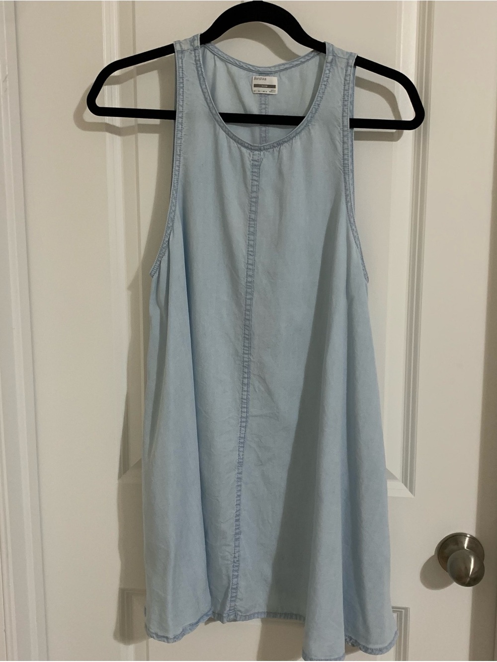 Bershka Light Blue Sleeveless A-Line Dress, S